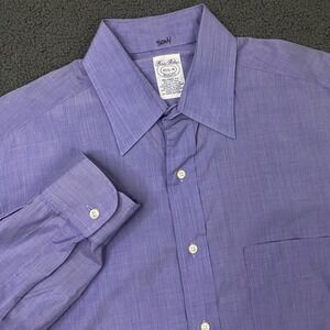 Brooks Brothers Dress Shirt Mens 15.5 Relaxed Button Up Woven Cotton Made in USA